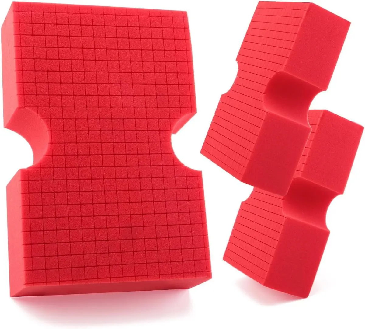 SPTA Car Wash Sponge, 3 Pack Big Red Scratch-Free Cleaning Sponge, Durable Cross Cut Grid for Auto Surfaces - main product image