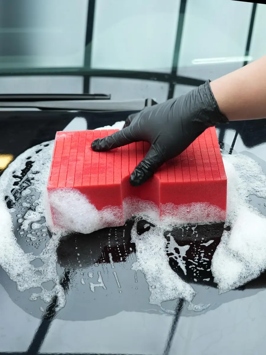 SPTA Car Wash Sponge, 3 Pack Big Red Scratch-Free Cleaning Sponge, Durable Cross Cut Grid for Auto Surfaces - view 8