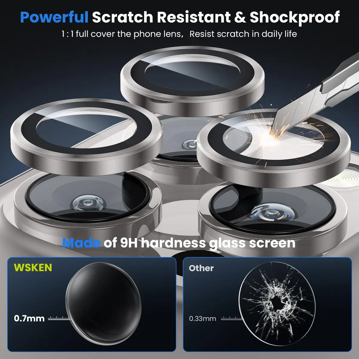 WSKEN Camera Lens Protector for iPhone 16 Pro Max & 16 Pro | 9H Tempered Glass, Anti-Reflection, Shatterproof - view 3