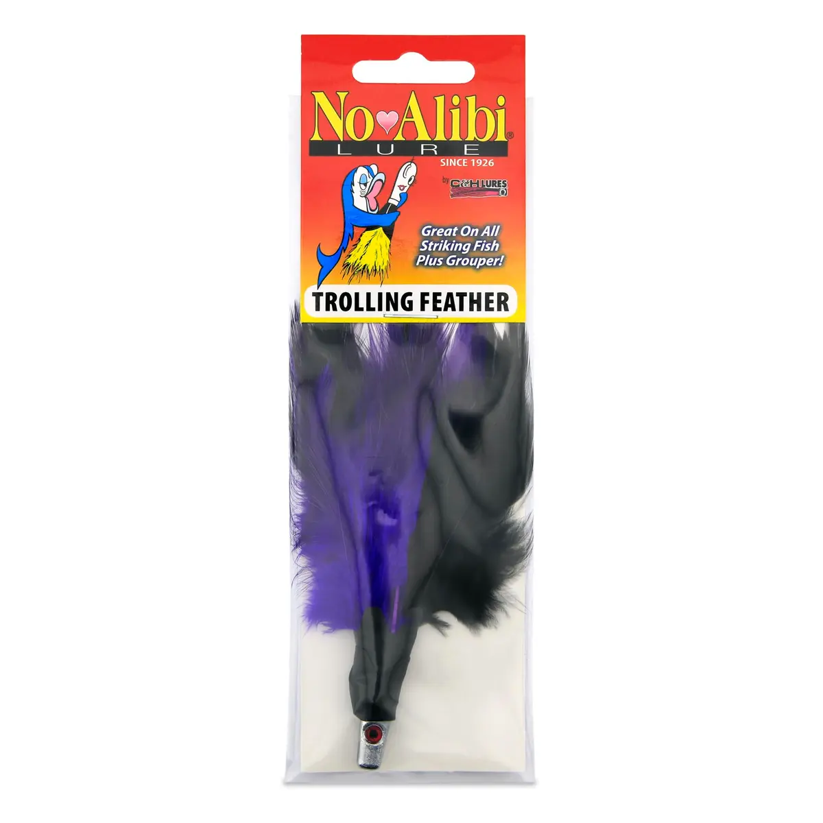 C&H Lures No Alibi Trolling Feather Lure, Black/Purple, 7.08g | Saltwater Offshore Fishing - main product image