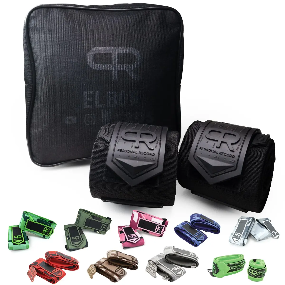 PR Personal Record Elbow Wraps for Weightlifting - 36 Inch Length, 3 Inch Width | Heavy Duty Construction & 25% More Elasticity - main product image