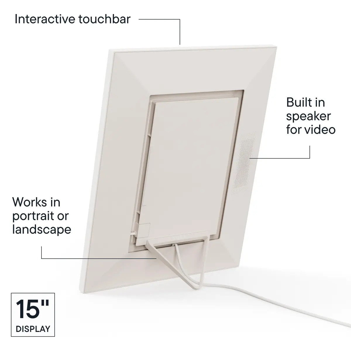 AURA Walden 15" WiFi Digital Picture Frame | Wirecutter's Top Gift | Send Photos from Phone | Aura App Setup | Free Unlimited Storage | White Clay - view 5