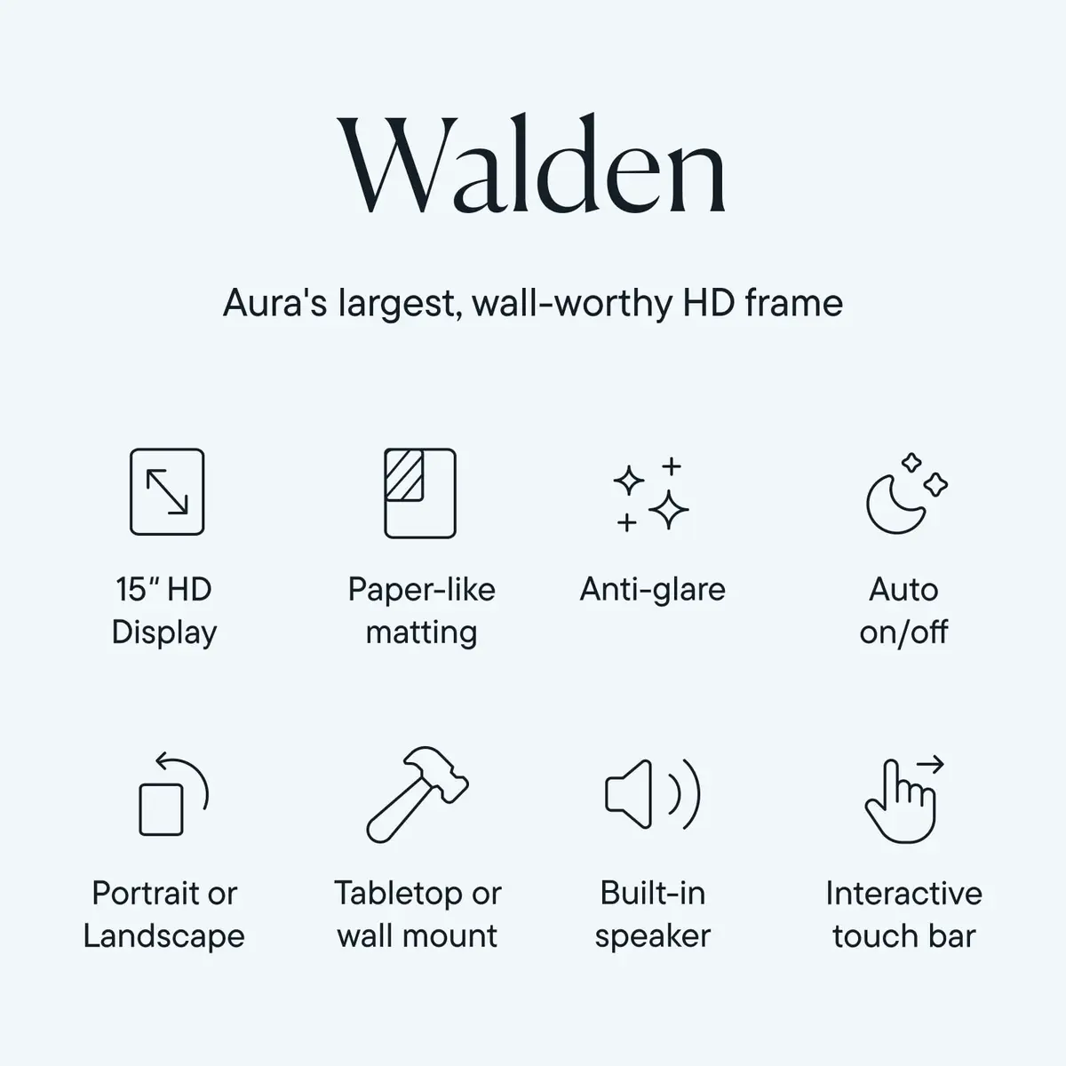AURA Walden 15" WiFi Digital Picture Frame | Wirecutter's Top Gift | Send Photos from Phone | Aura App Setup | Free Unlimited Storage | White Clay - view 2