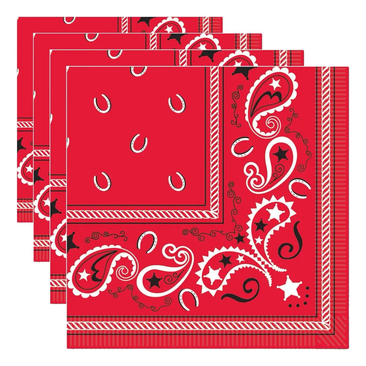 Beistle Cowboy Bandana Beverage Napkins (Pack of 4, 16 Count) | Classic Western Design for Parties - main product image
