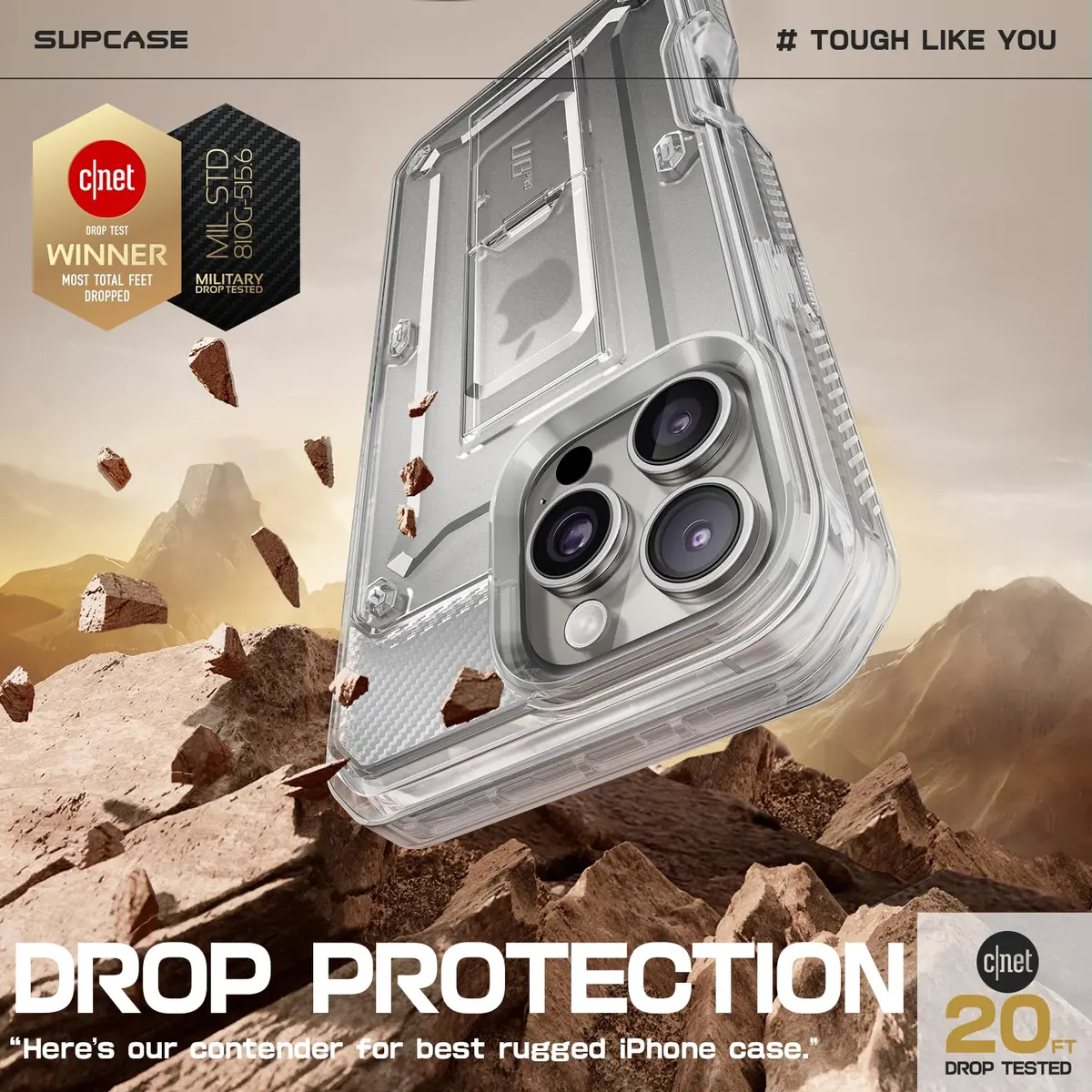 SUPCASE for iPhone 16 Pro Max Case with Screen Protector & Stand, Clear - view 3