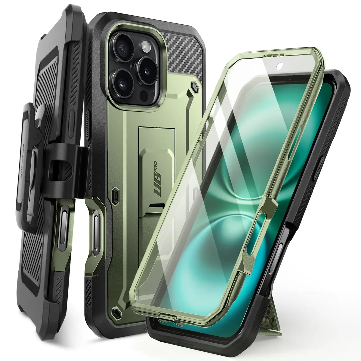 SUPCASE iPhone 16 Pro Max Case with Screen Protector & Stand | Drop Tested 20ft, Shockproof, Detachable Belt Clip, Full Body Protection - main product image