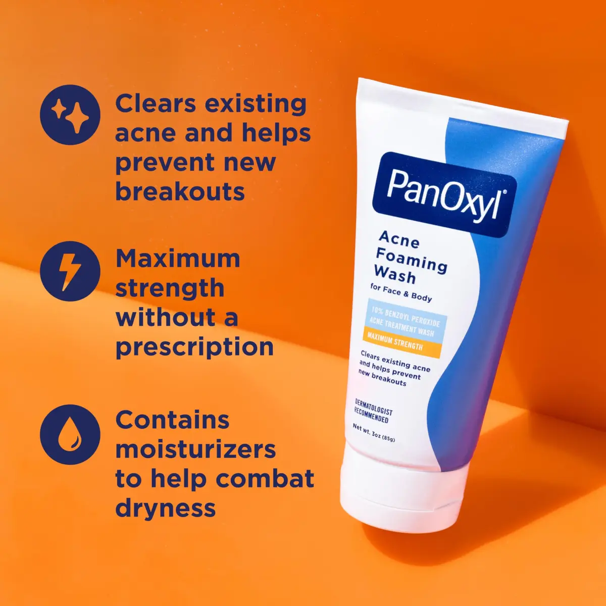 PanOxyl Acne Foaming Wash 10% Benzoyl Peroxide 85g (3 oz) | Kills Acne Bacteria on Contact - view 2