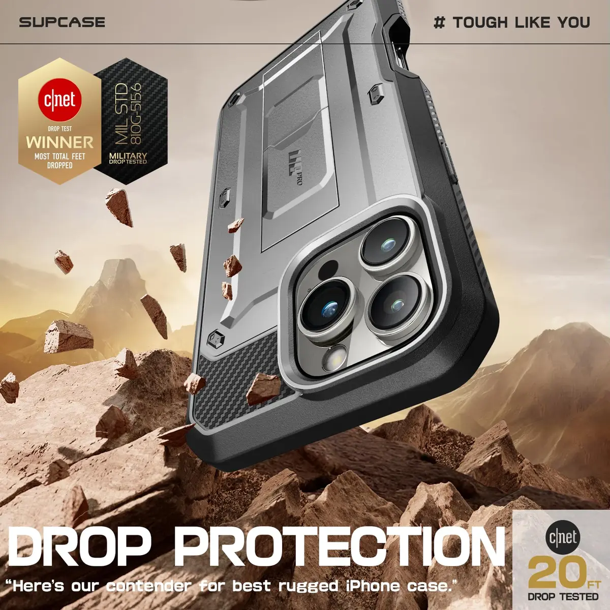 SUPCASE iPhone 16 Pro Max Case with Screen Protector & Stand, Tigray | Shockproof Dual-Layer Design - view 3