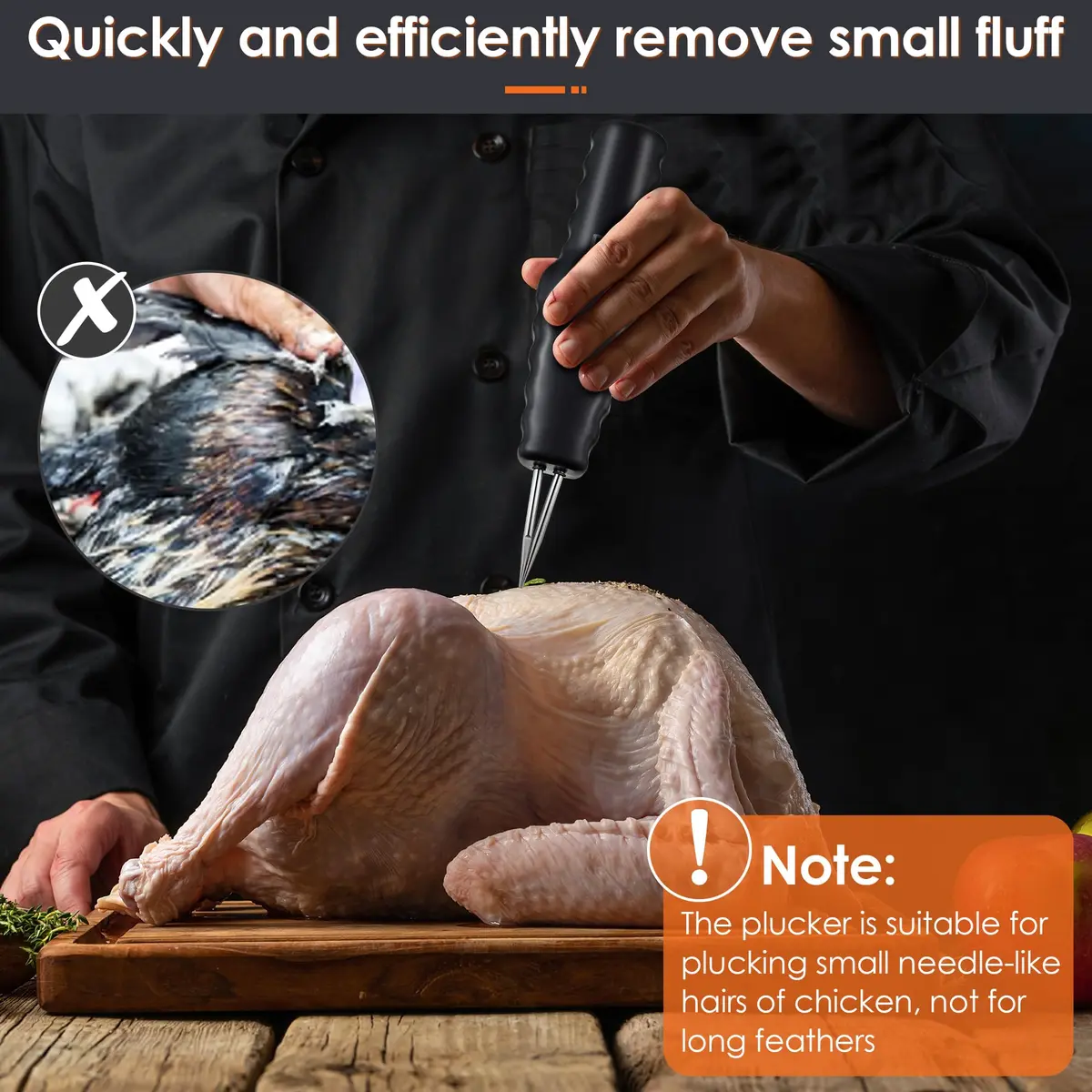 Saillong Handheld Chicken Plucker 1 Pack Black | Removes Pin Feathers Efficiently - view 6