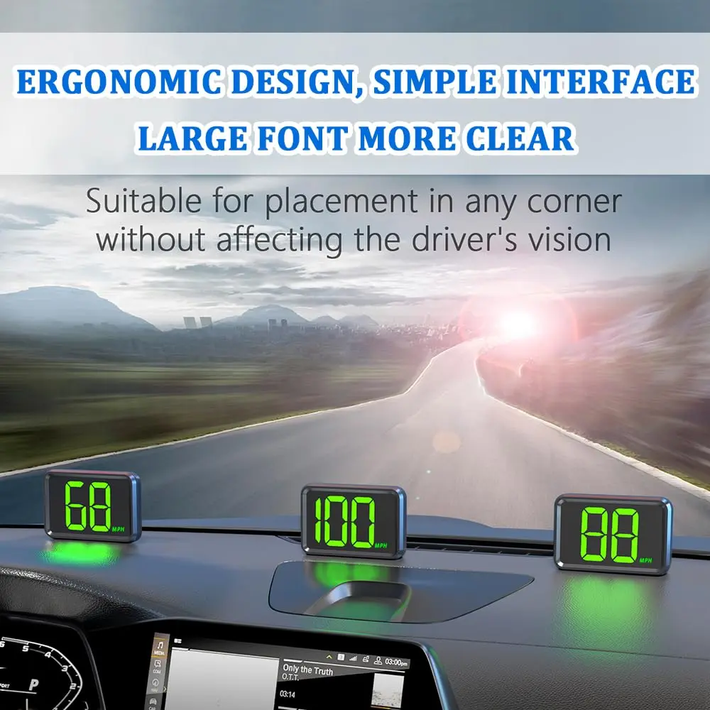 Salior Car GPS Speedometer HUD Display 2.98 x 1.96 inch | Digital Speed Test for Cars - view 4