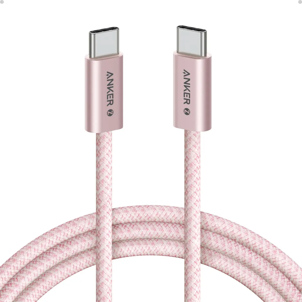 Anker Zolo USB-C to USB-C Cable 6 ft (1.83 m) | 240W PD 3.1 Fast Charging, 480 Mbps Data, Pink Braided - main product image