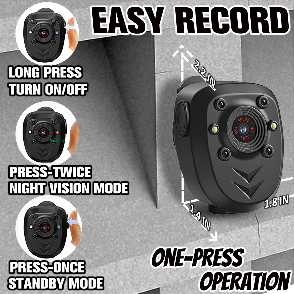 KSADBOSSBO Body Camera 128GB Night Vision 1080P | Portable Security Cam for Outdoor & Law Enforcement - view 2