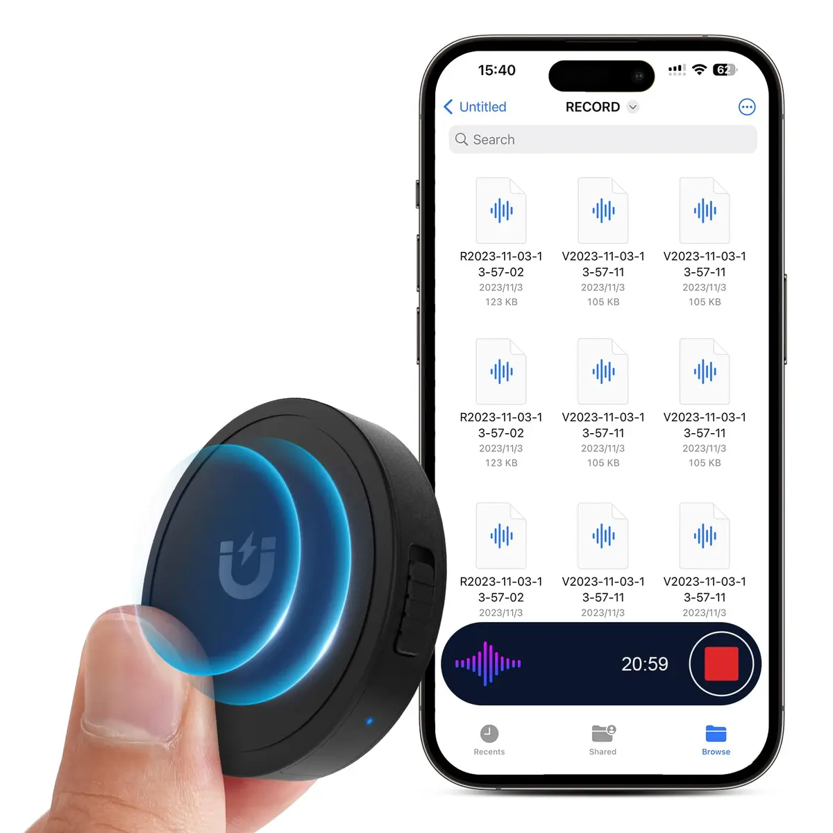Elasound 132GB Voice Activated Recorder with AI Noise Reduction | 9800 Hour Storage & 100H Battery - main product image