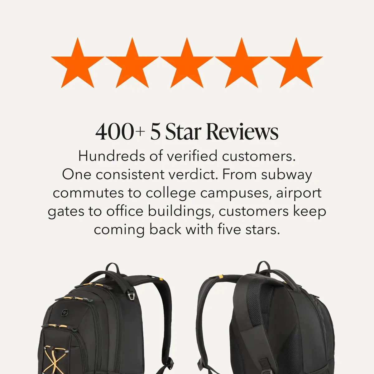 SwissGear Bungee Core Laptop Backpack, Black/Gold, 26L | Compact, Breathable & Organized for Daily Commutes - view 7