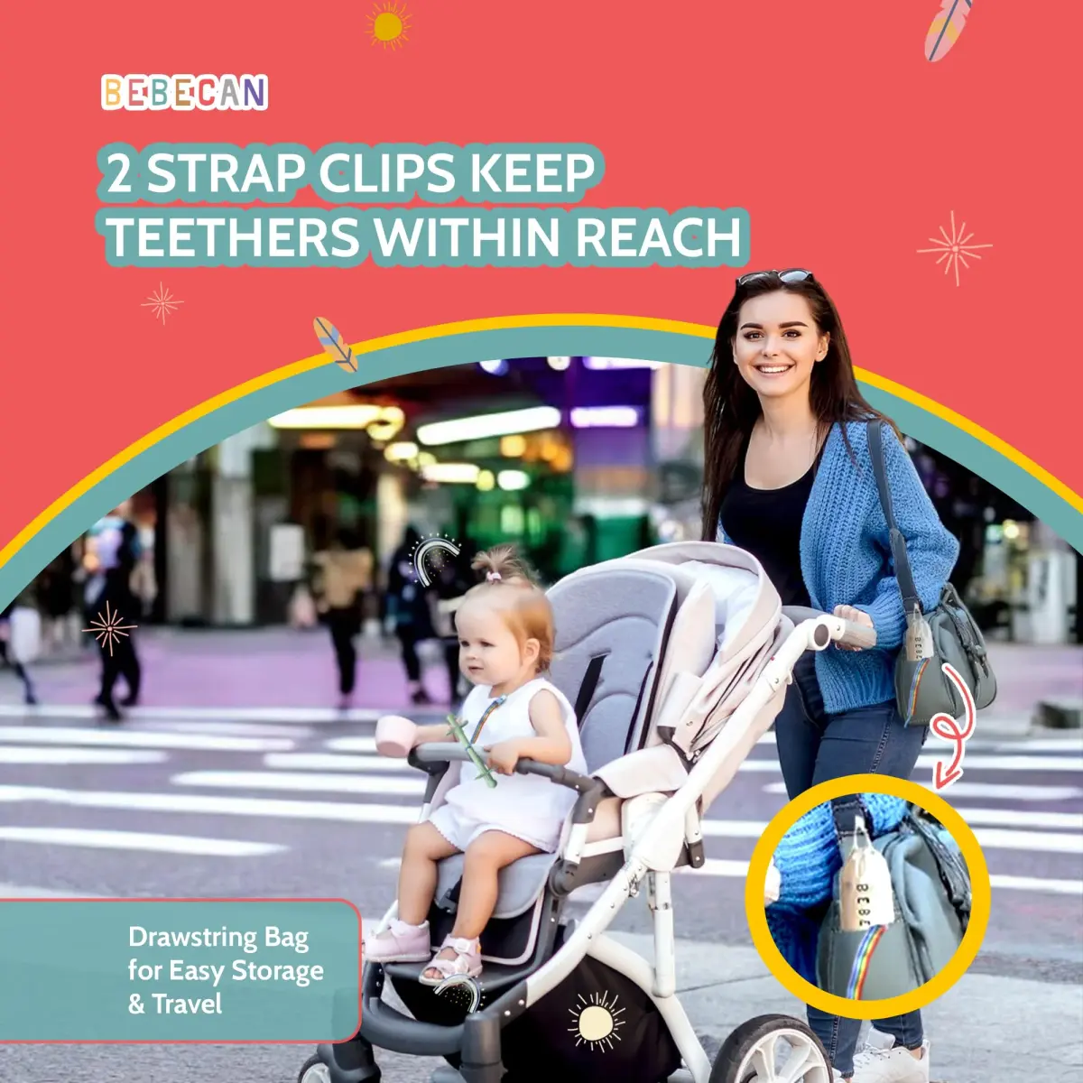 Bebecan Shielded Teething Tubes with Safety Shield, 5 Soft Tubes + 2 Clips + 2 Brushes + Bag | BPA-Free Silicone for 0-36 Months - view 4
