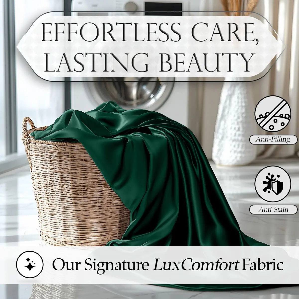 DECOLURE Satin Fitted Sheet Full Size Dark Green | Silky Smooth Luxury with 15-Inch Deep Pockets - view 6