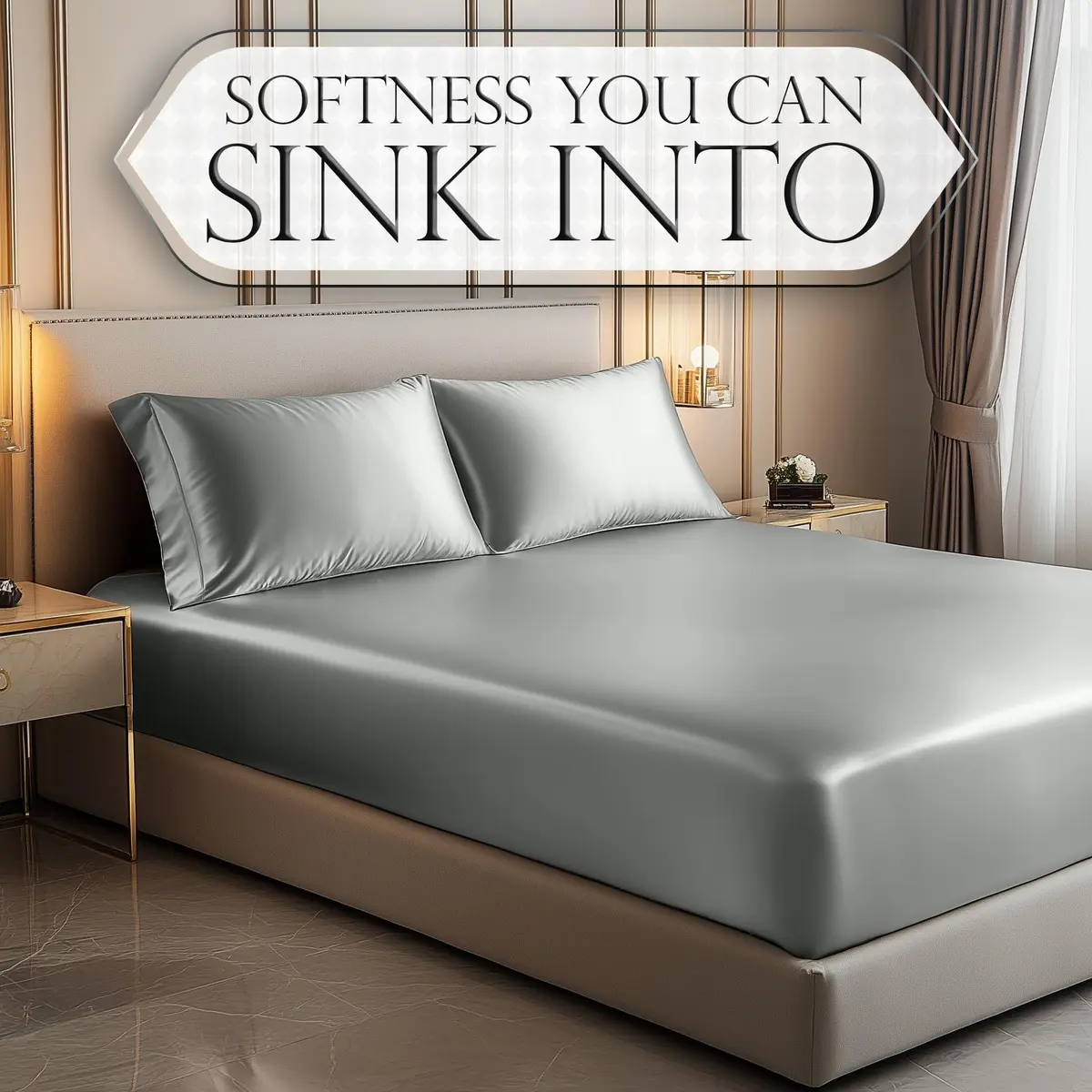 DECOLURE Satin Fitted Sheet King Size | Silky, Soft & Durable Bed Cover - view 4
