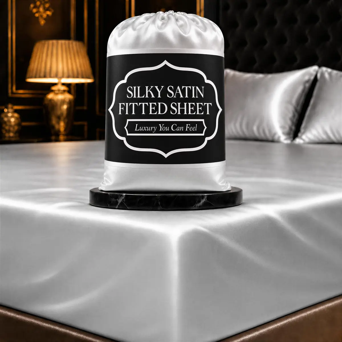 DECOLURE Satin Fitted Sheet King Size | Silky, Soft & Durable Bed Cover - main product image
