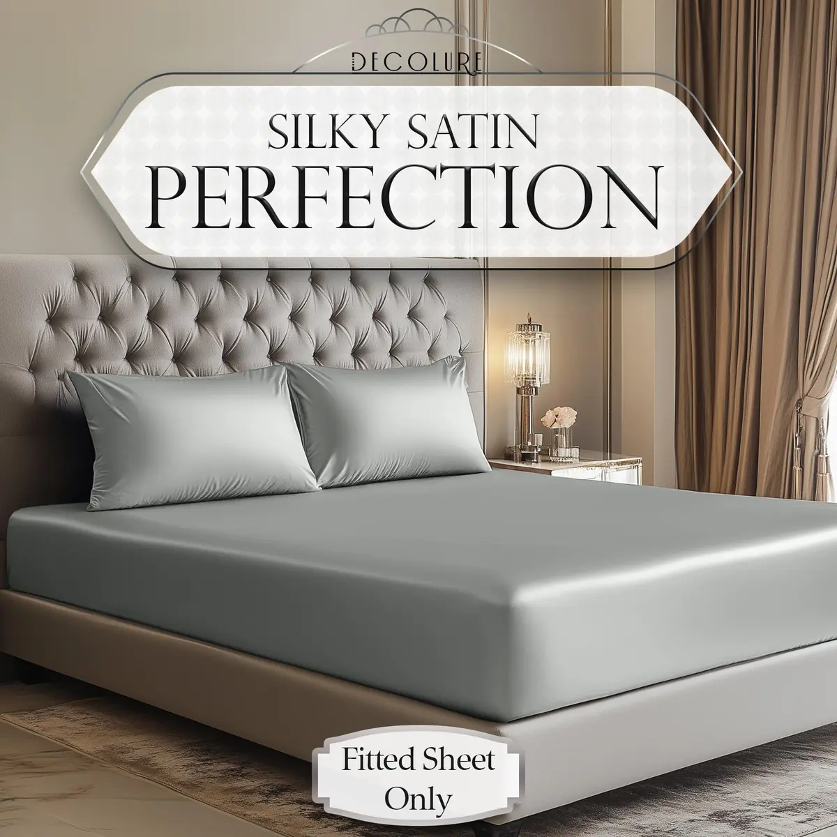 DECOLURE Satin Fitted Sheet King Size | Silky, Soft & Durable Bed Cover - view 2