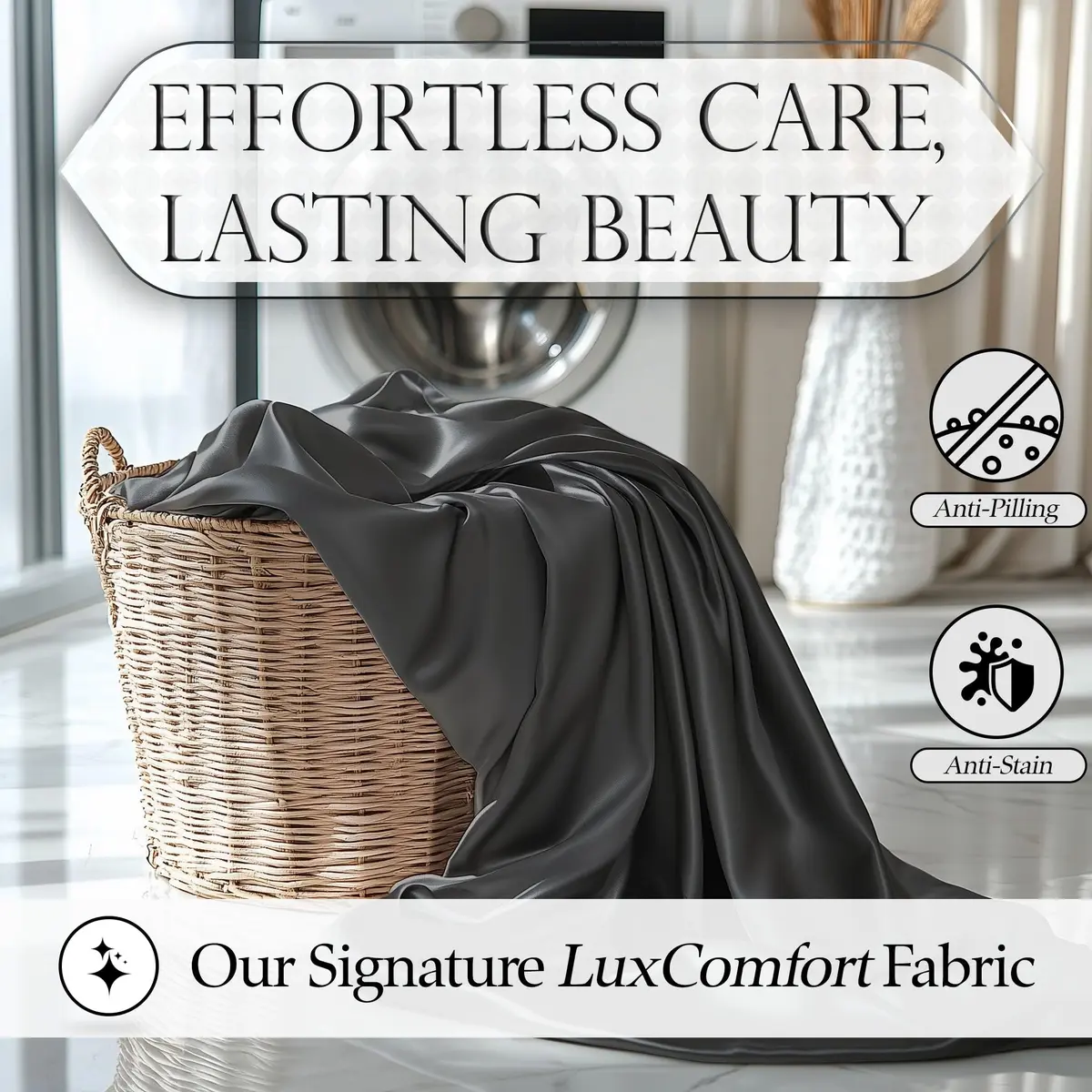 DECOLURE Satin Fitted Sheet King Size 78" L x 80" W x 15" D | Luxury Silky Smooth Fabric | Stone Grey - view 6