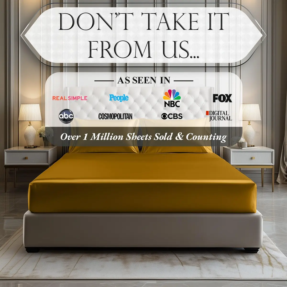 DECOLURE Satin Fitted Sheet King Size 78" L x 80" W x 15" D | Luxury Silky Smooth Fabric | Stone Grey - view 7