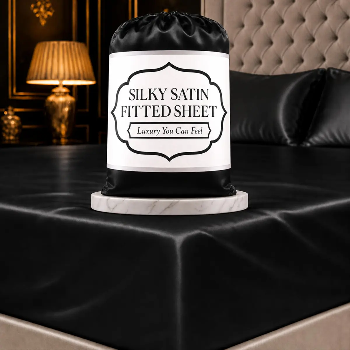 DECOLURE Satin Fitted Sheet King Size | Silky, Soft & Durable Bed Cover - main product image