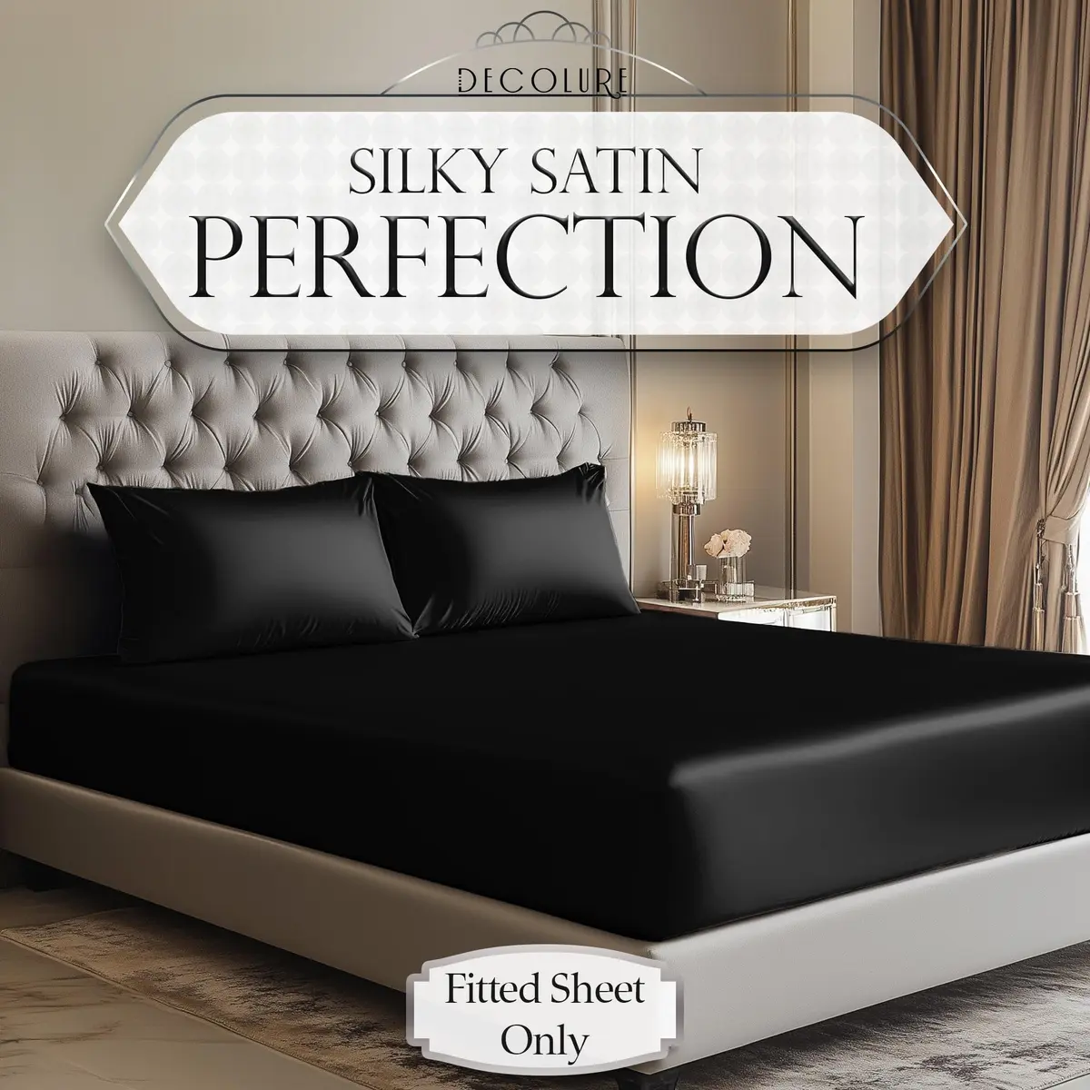 DECOLURE Satin Fitted Sheet King Size | Silky, Soft & Durable Bed Cover - view 2