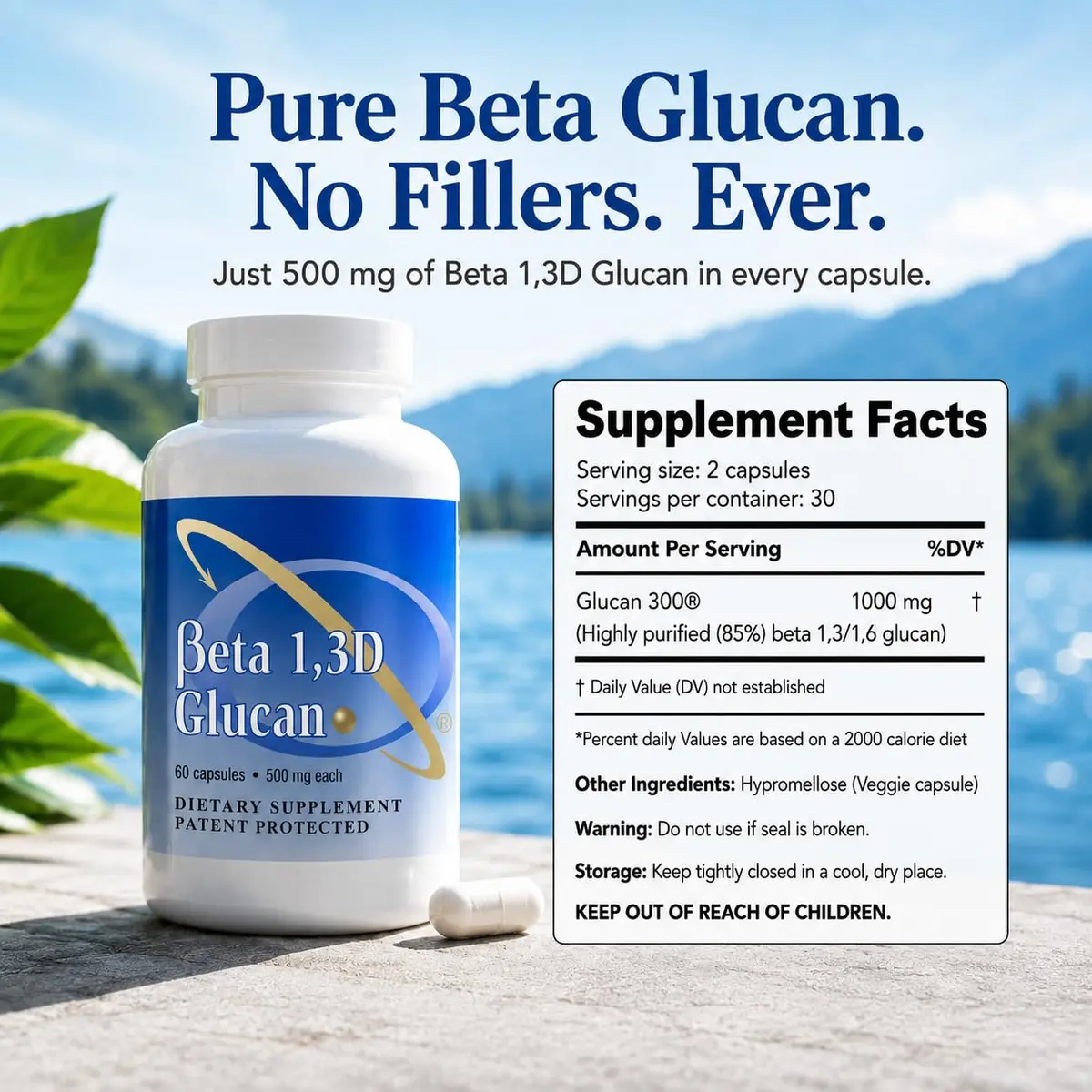 Transfer Point Beta 1,3D Glucan Immune Support Supplement 500 mg (120 Capsules, Pack of 2) | Yeast-Derived Immune Support - view 3