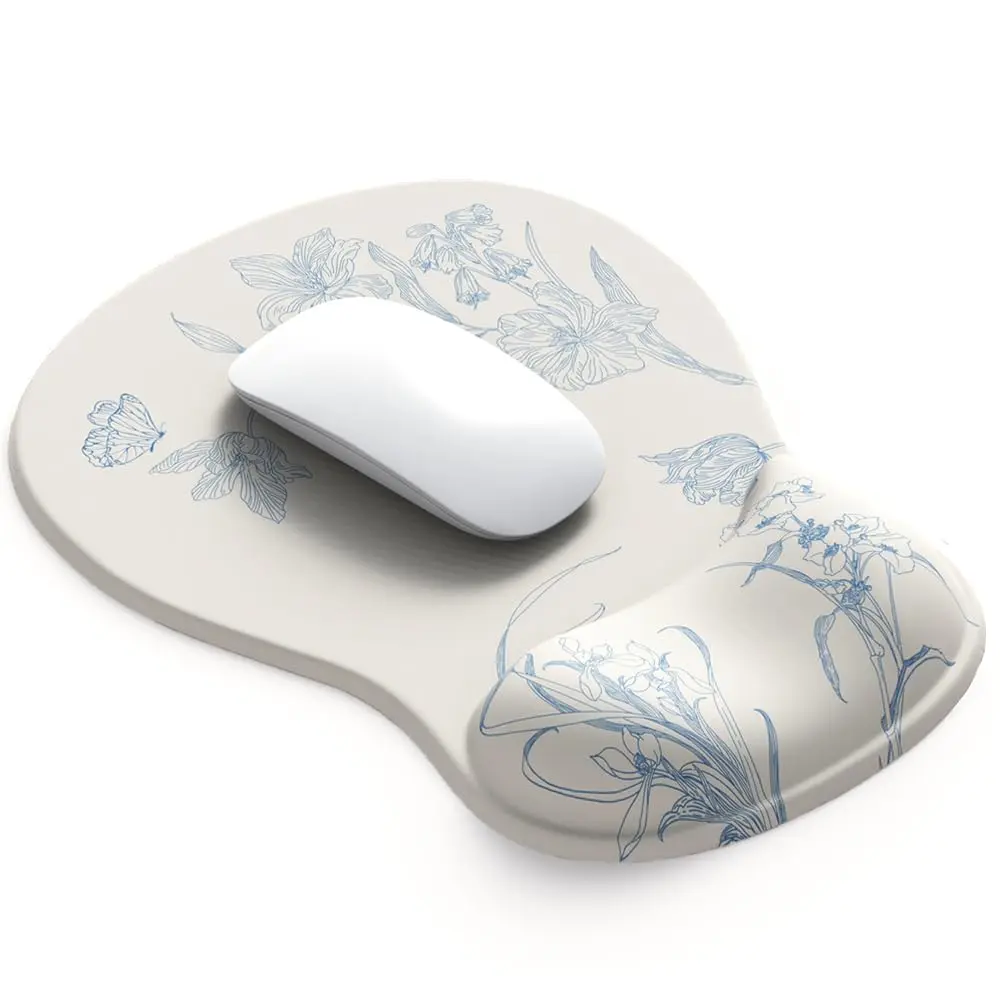 DEMON CHEST ErgoComfort Gel Wrist Rest Mouse Pad 25.9cm (10.2L x 7.9W inches) | Floral Pattern with Ergonomic Support - main product image