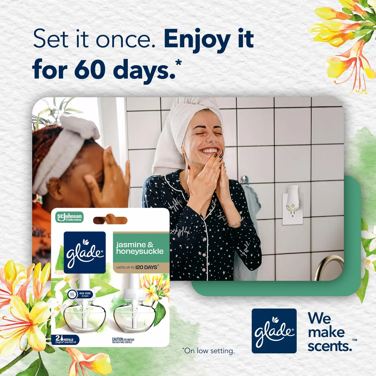 Glade PlugIns Air Freshener Refills Jasmine & Honeysuckle 167.5ml (5 x 33.5ml) | Infused with Essential Oils - view 5