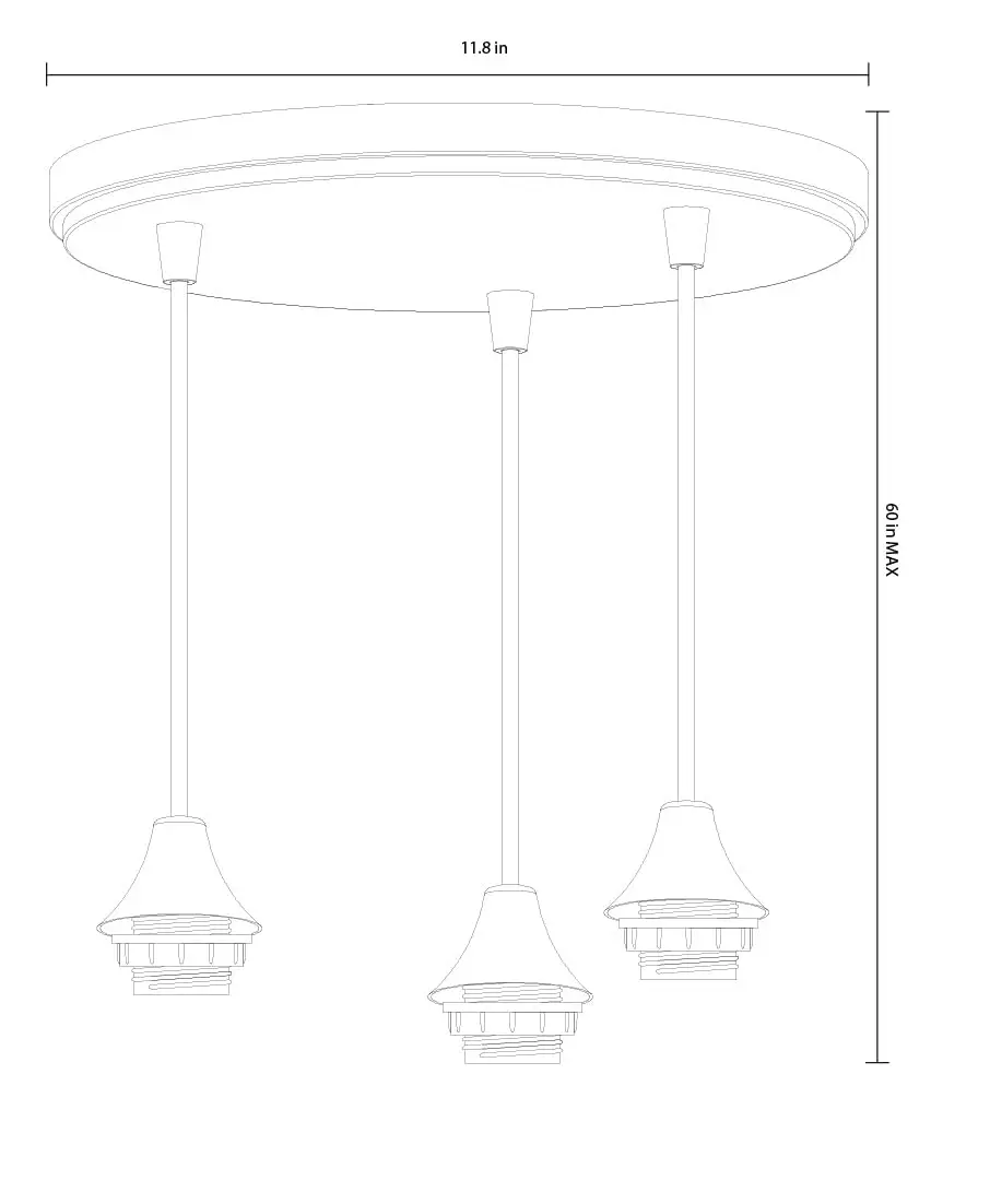 Litex Industries 3-Light Mini Ceiling Pendant in French Bronze | Adjustable Cord, Glass Ring - view 2