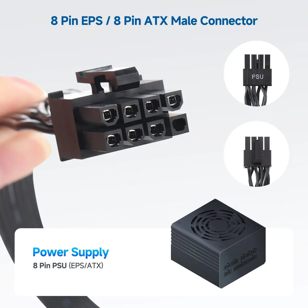 Cable Matters 8-Pin GPU Power Cable, 6+2Pin PCIe/GPU, 2ft | Durable Braided Power Extension for High-Performance GPUs - view 5