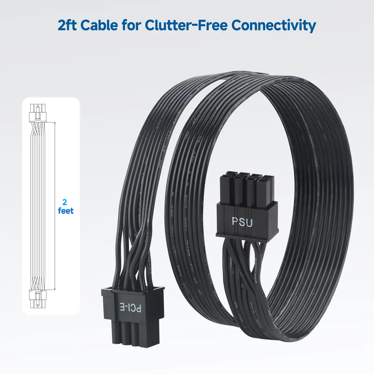 Cable Matters 8-Pin GPU Power Cable, 6+2Pin PCIe/GPU, 2ft | Durable Braided Power Extension for High-Performance GPUs - view 7