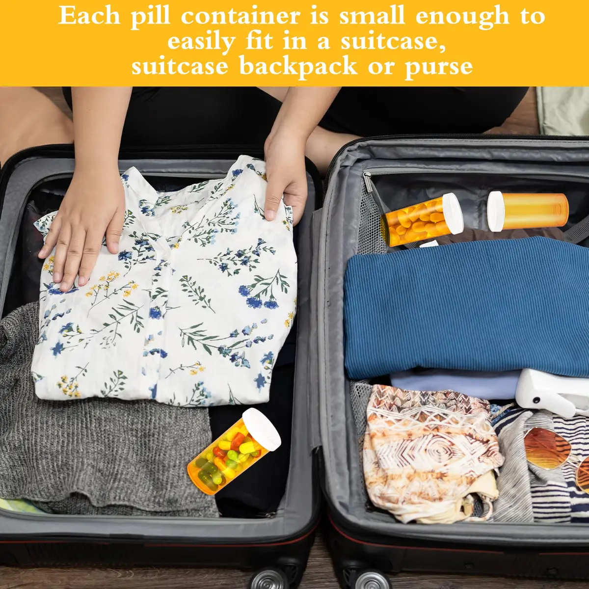 ElevateTech Small Pill Bottles with Caps 13 Dram | Portable, Safe & Odorless Travel Organizers - view 5