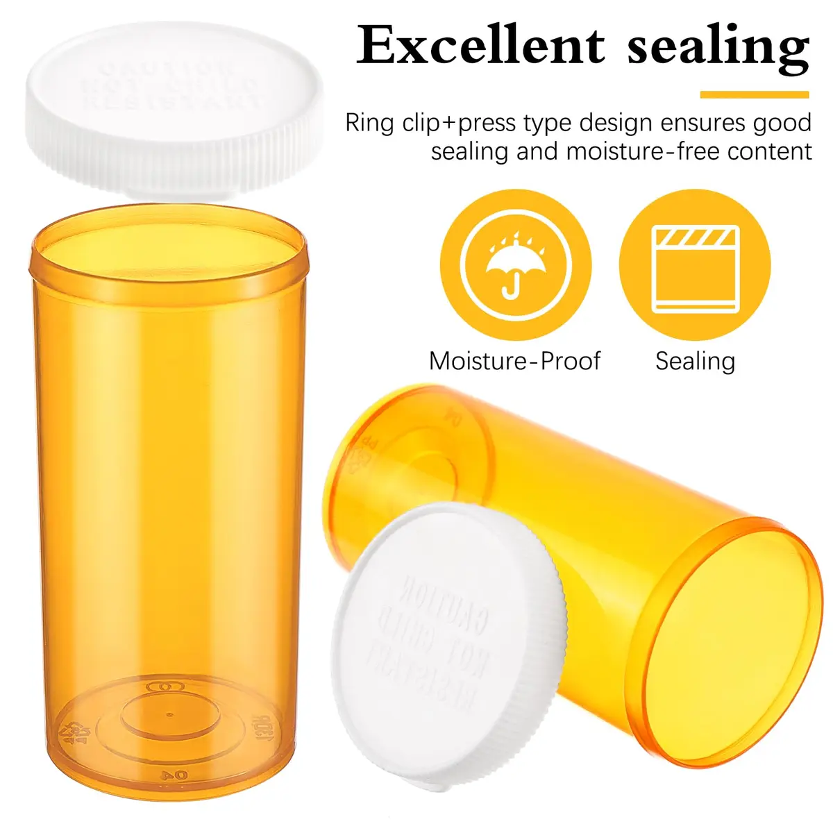 ElevateTech Small Pill Bottles with Caps 13 Dram | Portable, Safe & Odorless Travel Organizers - view 3
