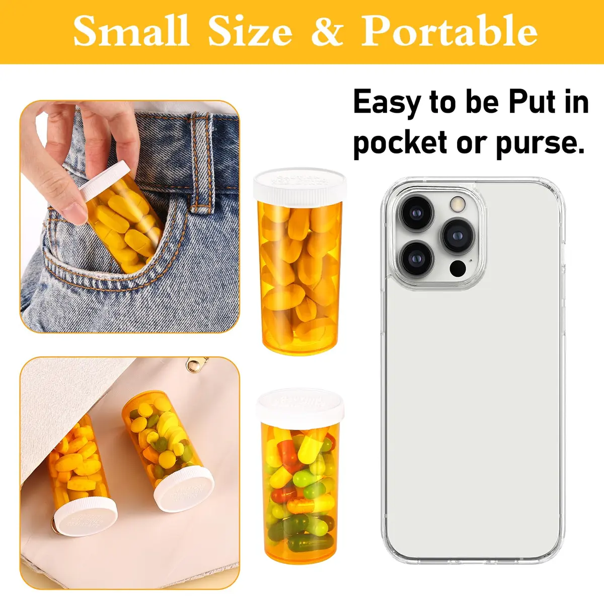 ElevateTech Small Pill Bottles with Caps 13 Dram | Portable, Safe & Odorless Travel Organizers - view 4