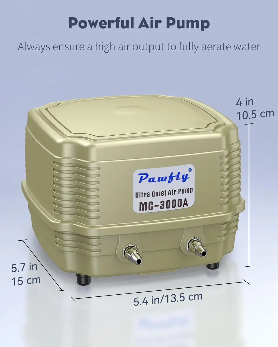 Pawfly Aquarium Air Pump 254 GPH Dual Outlets | Adjustable Quiet Oxygen Pump for Tanks up to 300 Gallons - view 7