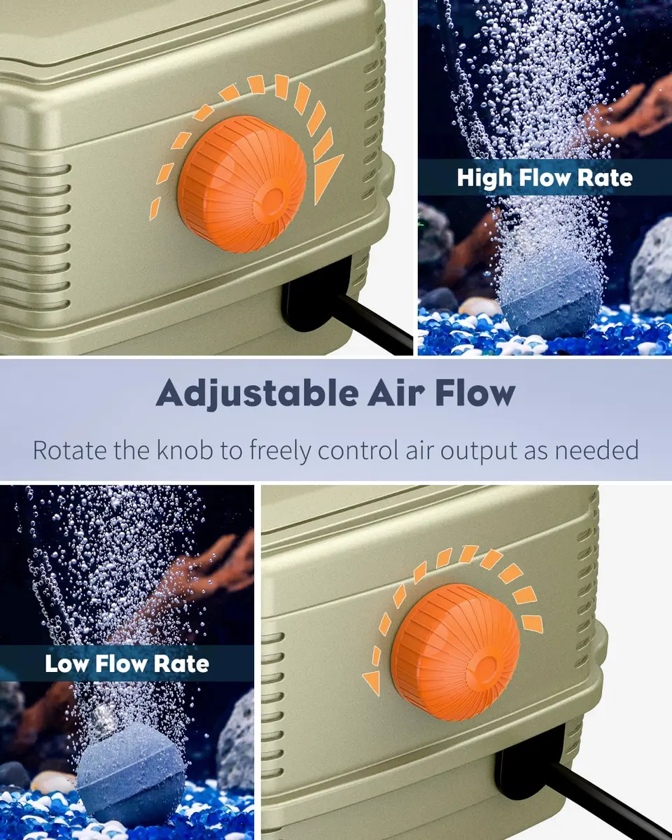 Pawfly Aquarium Air Pump 254 GPH Dual Outlets | Adjustable Quiet Oxygen Pump for Tanks up to 300 Gallons - view 2