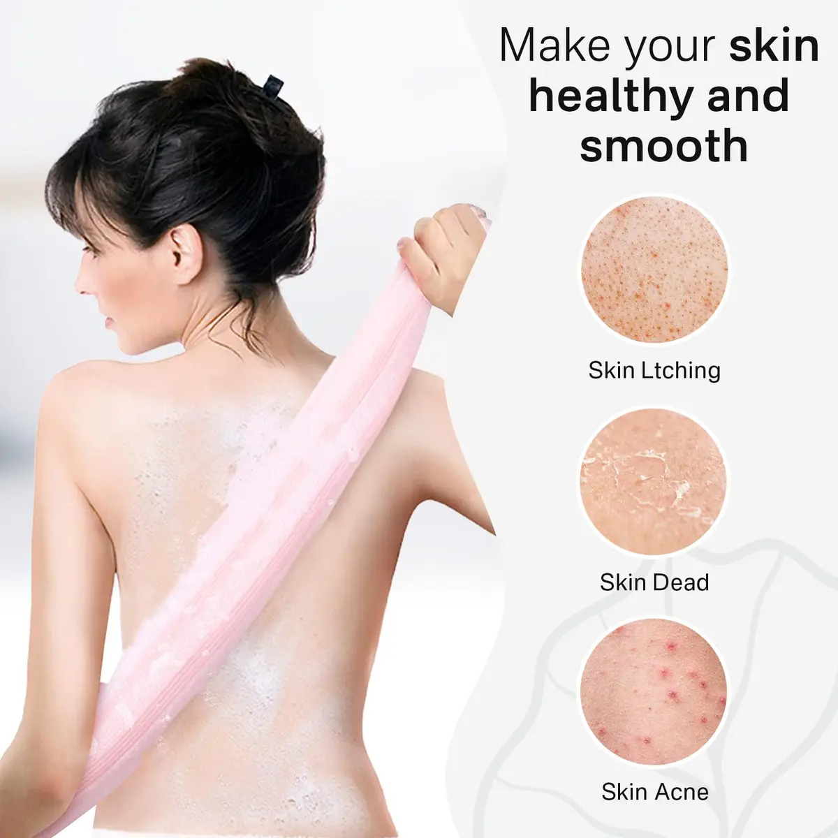 Yiclick Exfoliating Washcloth Towel 3 Pack - 87cm (34.5 Inches) Long Back Scrubber for Shower Bath | Smooth, Glowing Skin - view 4