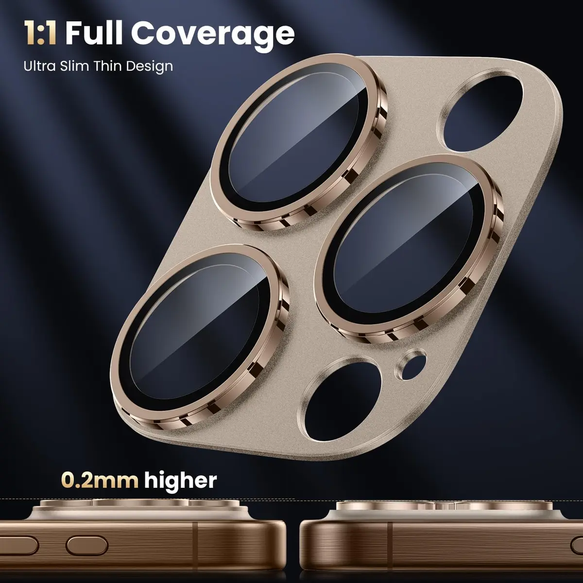 WSKEN Matte Camera Lens Protector for iPhone 16 Pro/Pro Max Desert Titanium | Military Grade Shatterproof - view 4