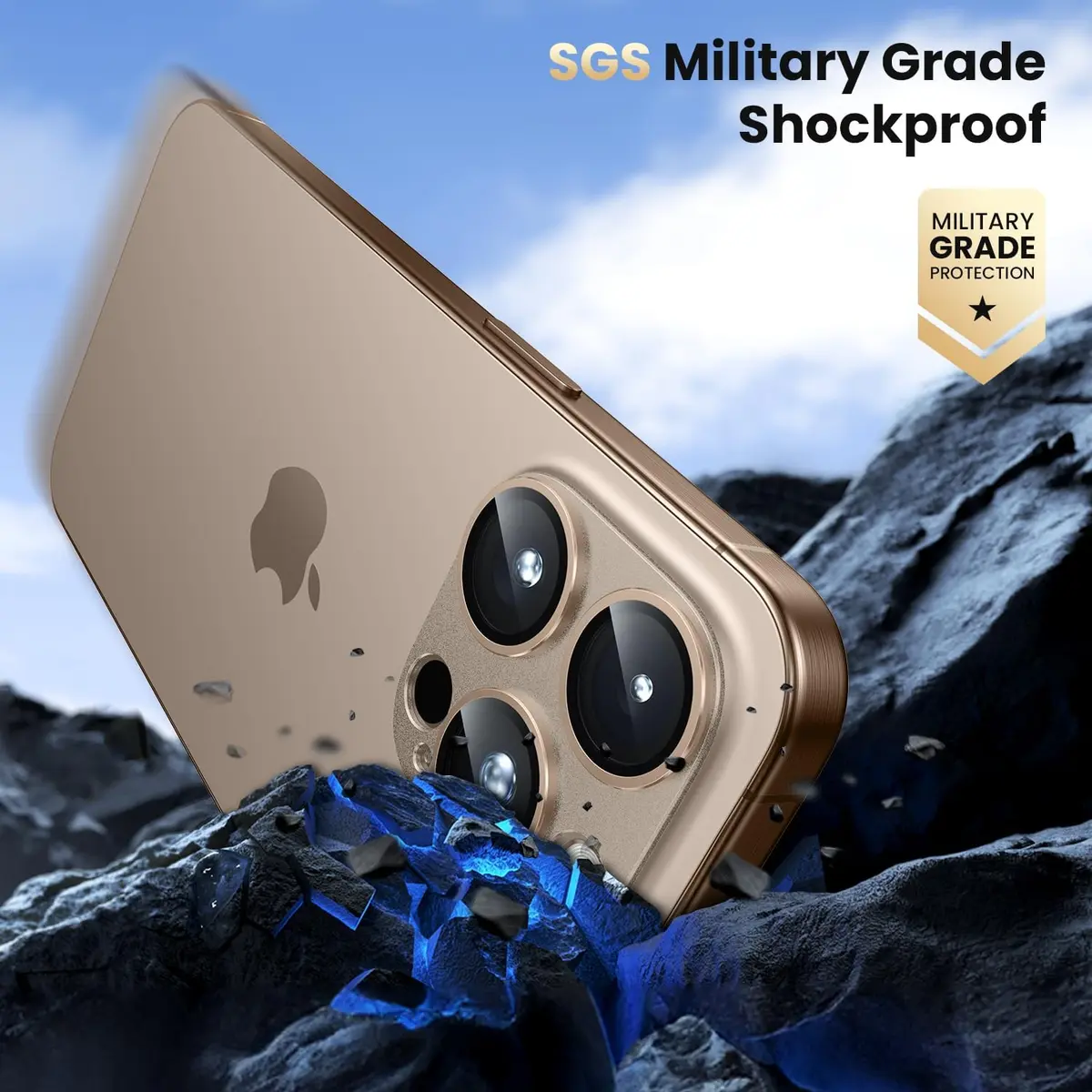 WSKEN Matte Camera Lens Protector for iPhone 16 Pro/Pro Max Desert Titanium | Military Grade Shatterproof - view 5