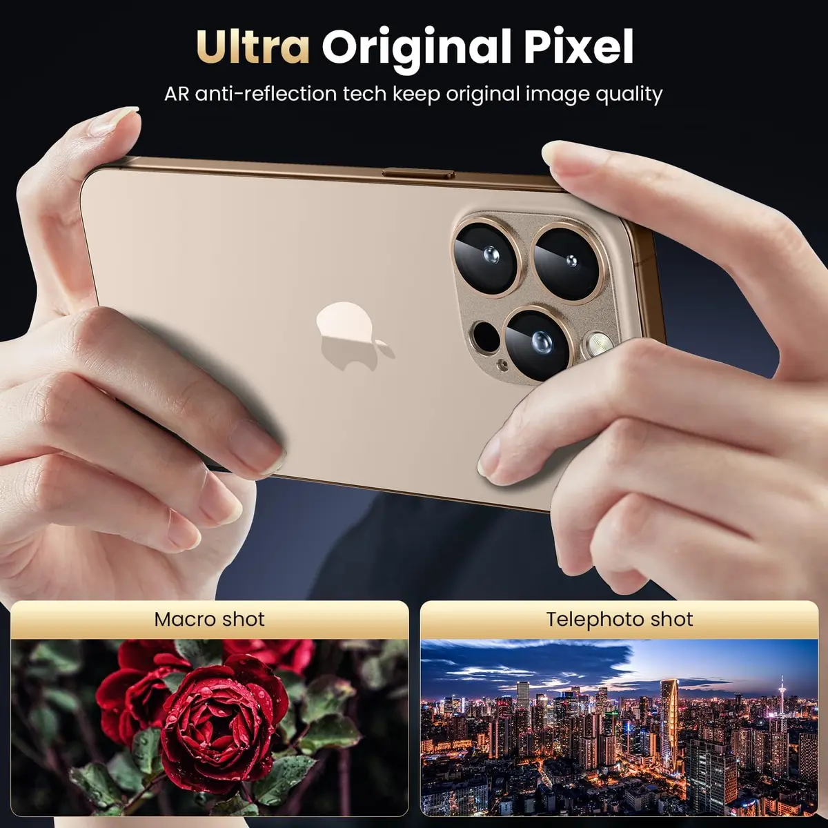 WSKEN Matte Camera Lens Protector for iPhone 16 Pro/Pro Max Desert Titanium | Military Grade Shatterproof - view 2