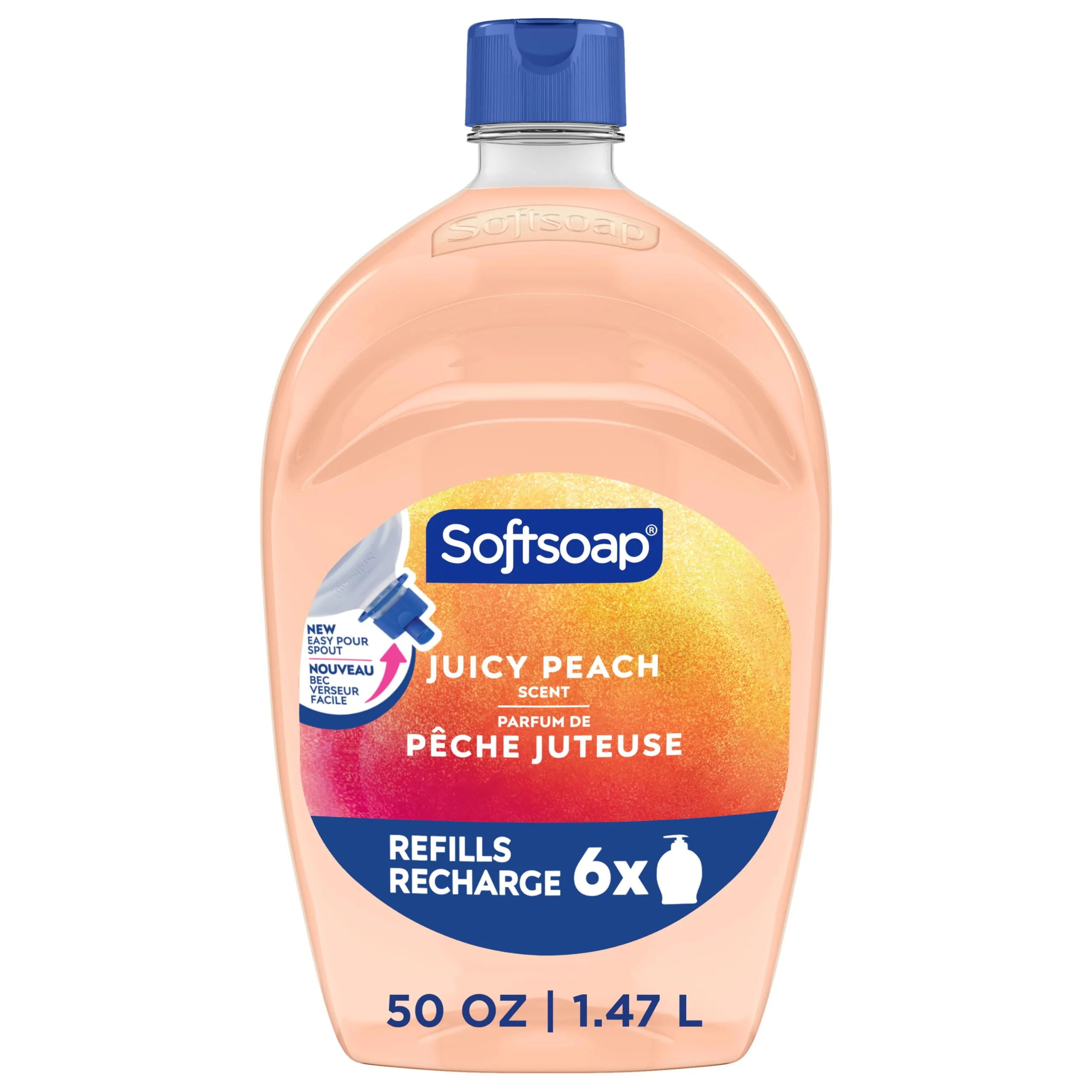 Softsoap Juicy Peach Liquid Hand Soap Refill, Rich Fruity Scent, 50 Fl Oz | Washes Away Bacteria - main product image
