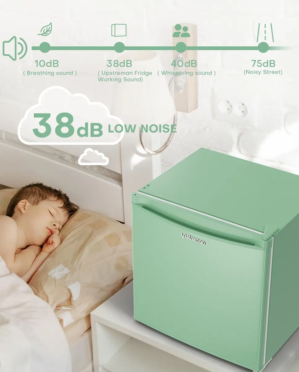 Upstreman 1.7 Cu.ft Mini Fridge with Freezer | Compact, Energy-Efficient, Mint Green - view 5