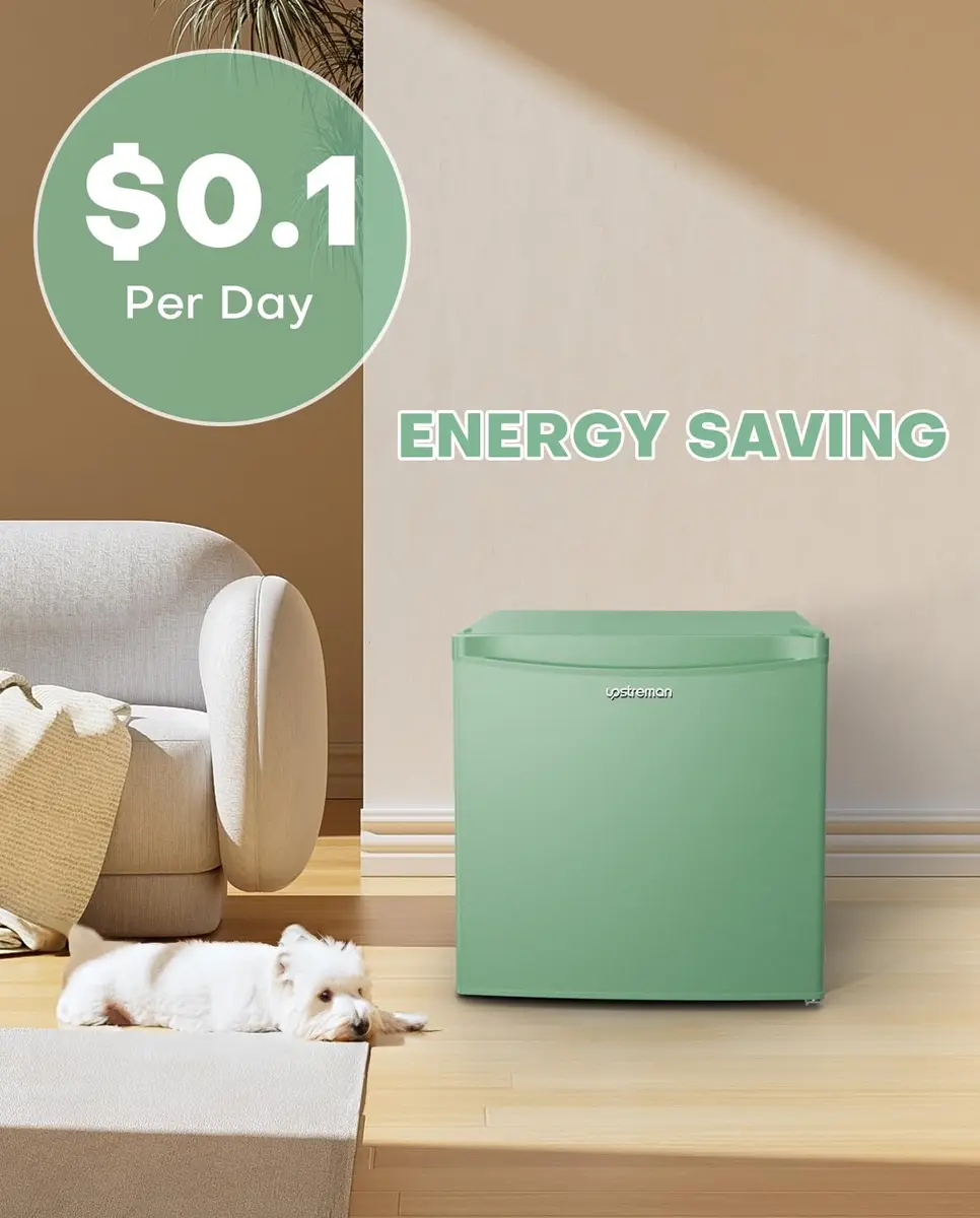 Upstreman 1.7 Cu.ft Mini Fridge with Freezer | Compact, Energy-Efficient, Mint Green - view 4