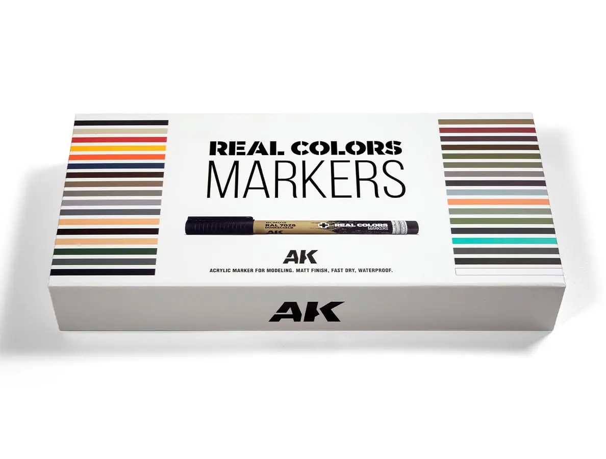 AK Interactive Special Box 34 Real Colors Markers | High Coverage Acrylic Model Paints (1 Count, 34 Colors) - main product image