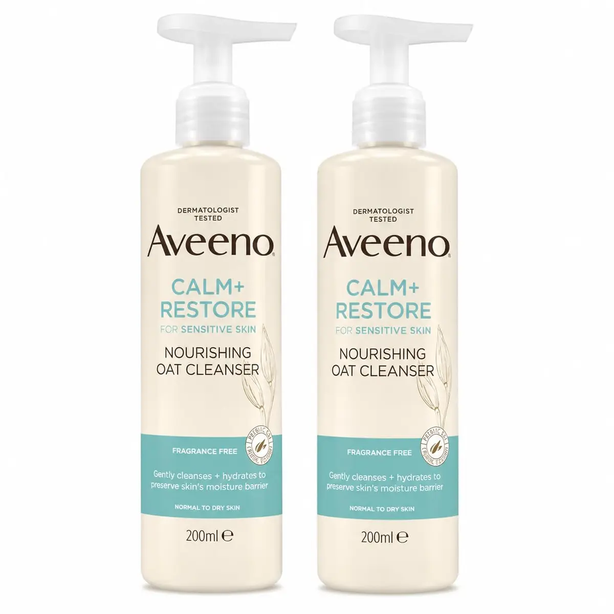 Aveeno Calm + Restore Nourishing Oat Cleanser 7.8oz (15.6 fl oz) | Gentle Hydration for Sensitive Skin - main product image