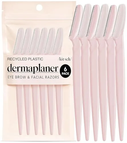 Kitsch Dermaplane Razor for Women Face, Eyebrow Razor & Shaver (Blush, 6 Count) | Gentle Exfoliation for Smoother Skin - main product image