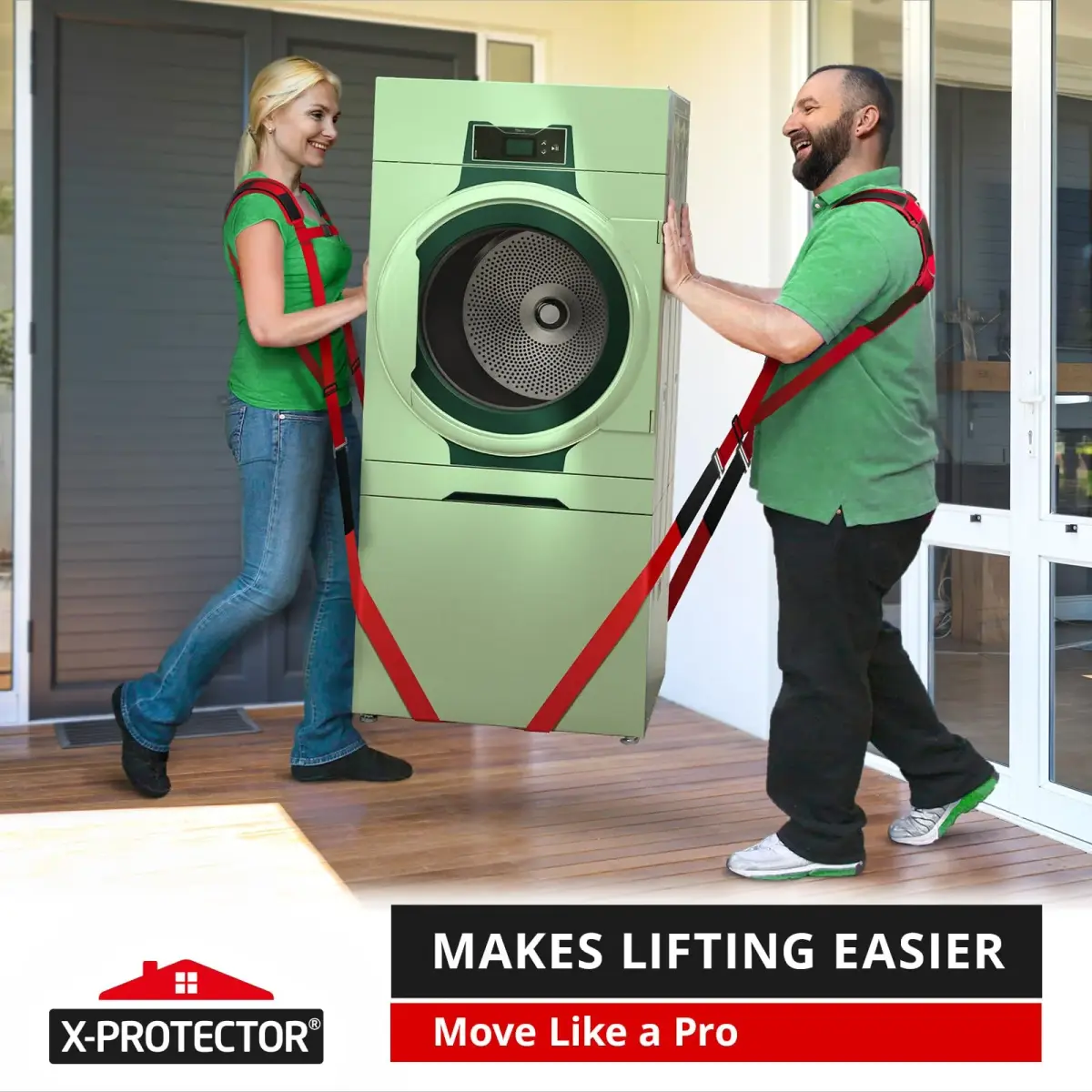 X-Protector Red Lifting Straps (2 Pairs, 1000 lbs Capacity) | Move Heavy Furniture & Appliances Safely - view 6