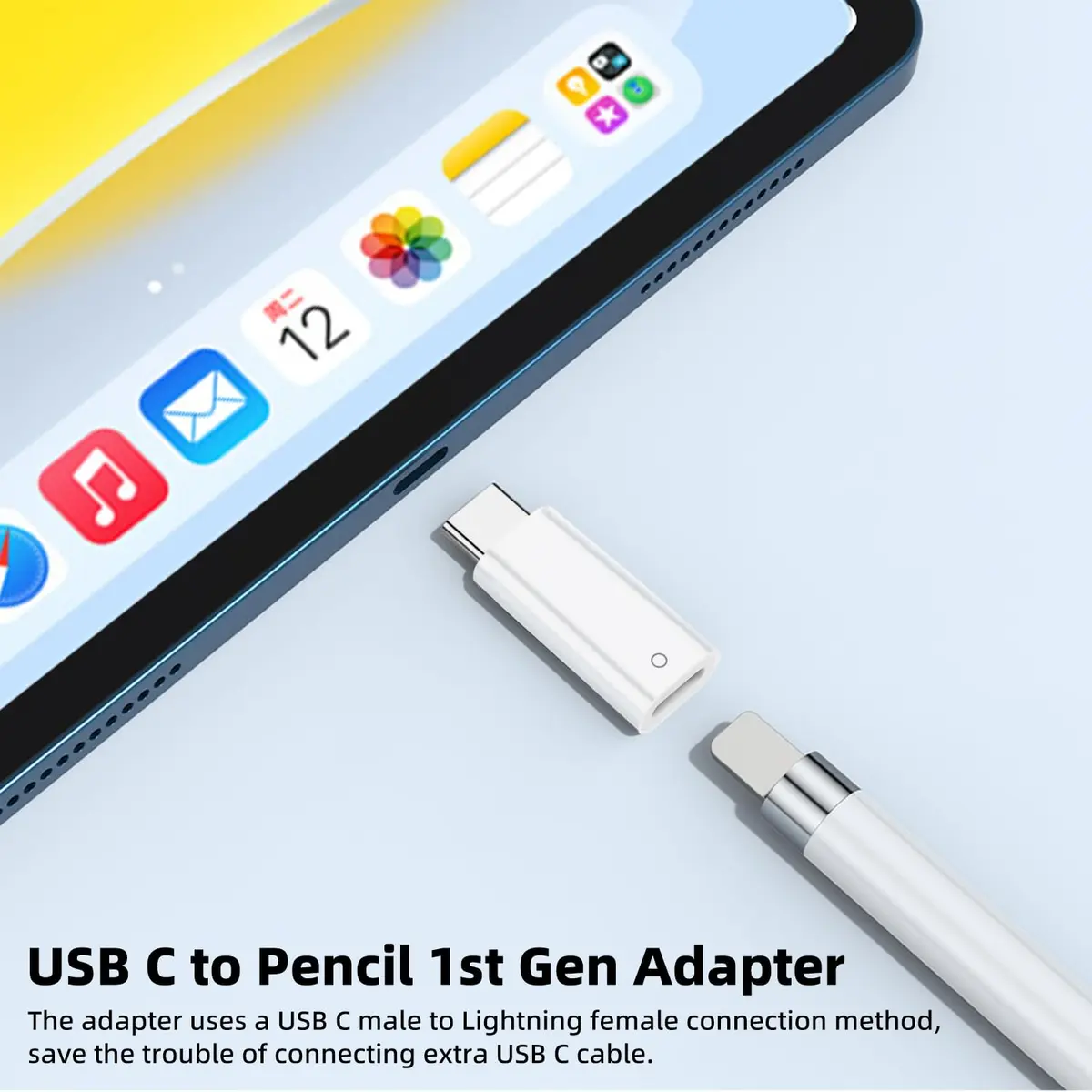 AreMe USB C to Pencil Adapter for Apple Pencil 1st Gen | White Charging Dongle for iPad 10th/11th - view 5